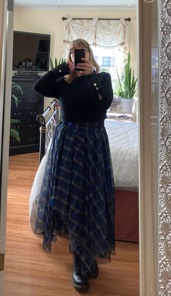 Asymmetrical Plaid Tulle Skirt - Kate Hewko 