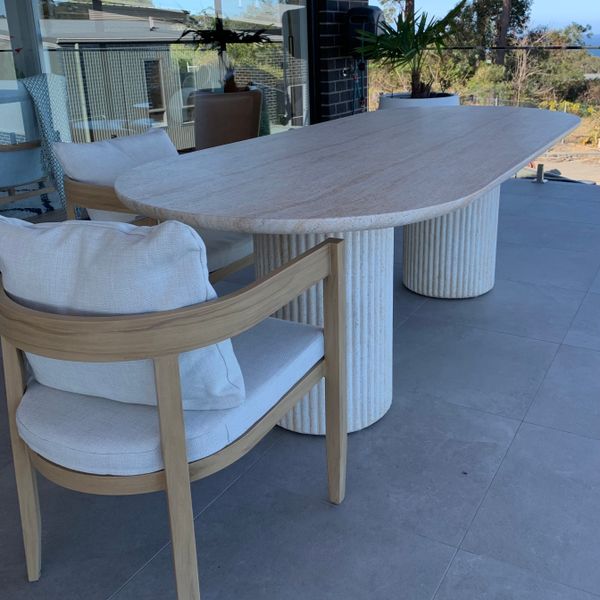 Buy Arlie Outdoor Dining Table 240cm Travertine Finish by Ode