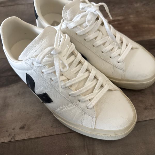 Men\'s Campo Low Top Leather Sneakers White/Black Size 9 US Pre-Owned VEJA Men main image 3