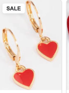 Gold Red Heart Huggie Hoop Earrings Lovisa - Main Image