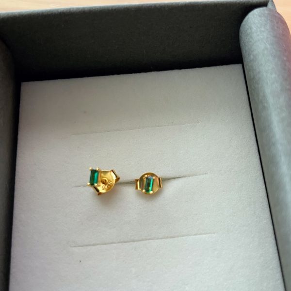 Emerald Green Baguette Studs — GLDN - Main Image