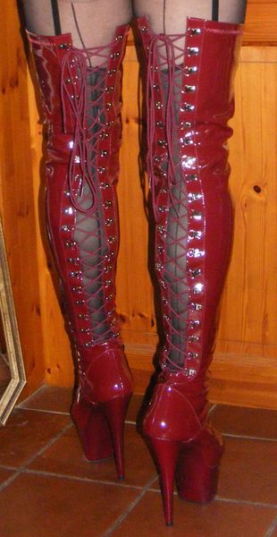 Botas Altas Pleaser Flamingo-3063 Mujer Rojas De Botas Altas