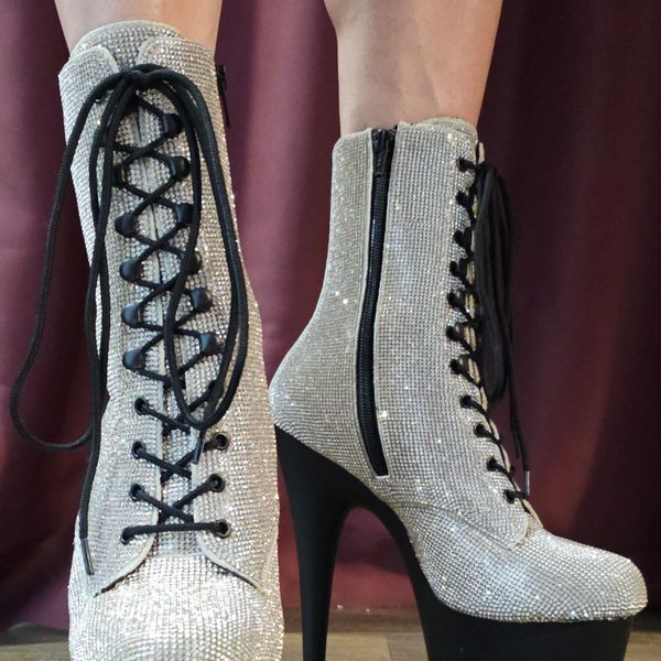 Stivali Pleaser Adore 1020FS Grigio Scamosciato – Tacco 7" E Plateau – Taglie 12-13-14 NY