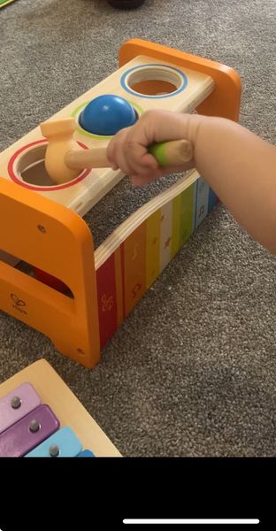 Hape Wooden Music Pound the Ball Bench Toddler Toys Musical