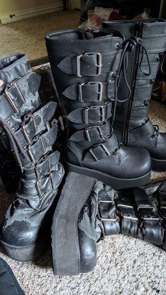 Demonia trashville 518s - Gem Demonia Trashville 518 Black Punk Rock Unisex Platform Boots display picture 1