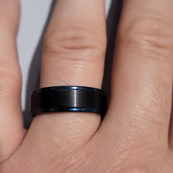 Wedding Bands Black Ring Index Finger The DJ Matte Black Men's - Main Image
